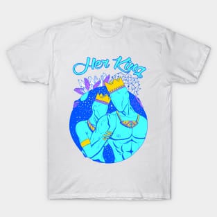 King and Queen Of The Stars - Neon Blue Her King T-Shirt